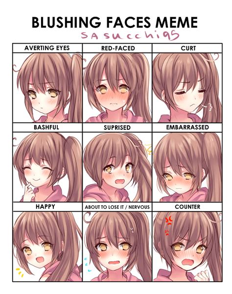 Blushing Faces Meme Sasu By Sasucchi Anime Faces Expressions Digital Art Anime Blushing Anime