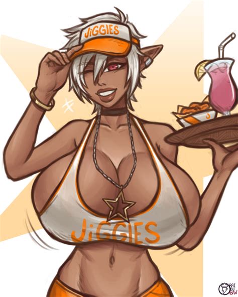 Rule 34 1girls Breasts Choker Cleavage Colette Belrose Dark Skinned Female Elezen Elf Ears