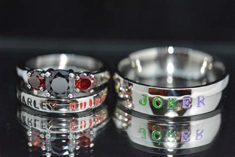 Harley And Joker Rings Black Diamond Cz And Garnet Cz Complete 3