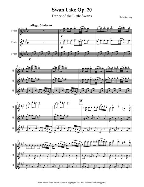 Tchaikovsky Dance Of The Little Swans From Swan Lake Op 20 Sheet