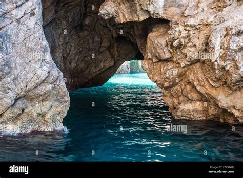 Grotta Verde Or Green Grotto A Sea Cave On The Coast Of Capri Island