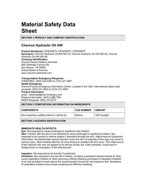 Material Safety Data Sheet