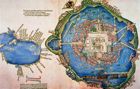 Le Plan De Tenochtitlánmexico Publié En 1524 Avec La Deuxième Lettre D