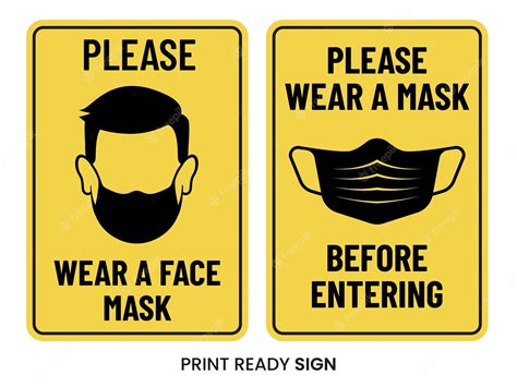 Premium Vector Please Wear A Face Mask Print Ready Sign Vector