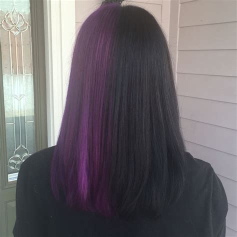 Peruvian Hair Half Black Half Lavender Purple Lace Front Wig