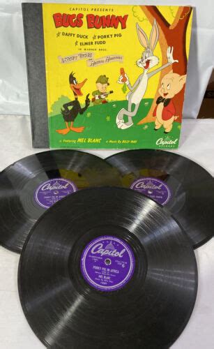 1947 Warner Bros Bugs Bunny Looney Tunes ~ Book And 3 Lps 78 Rpm