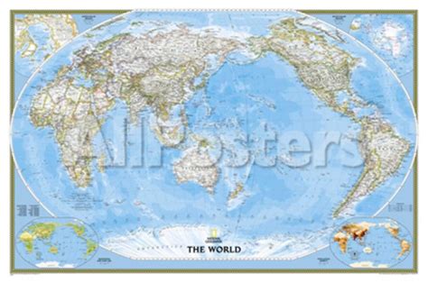 National Geographic World Classic Pacific Centered Map Enlarged