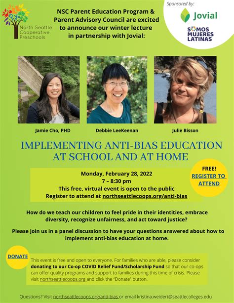 lecture implementing anti bias education at school and at home north seattle cooperative