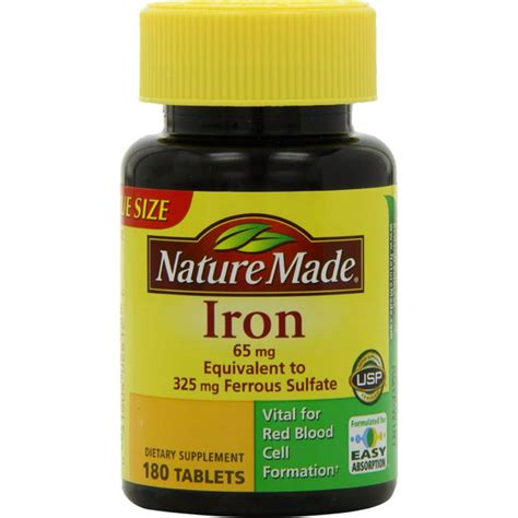 Nature Made Iron Tablets 65 Mg 180 Ct