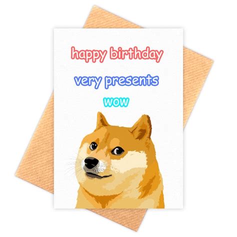 Doge Happy Birthday Funny Birthday Card Greeting Door Memeskins