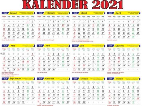 Kalender 2021 Indonesia Pdf Lengkap Penanggalan Islam Dan Penanggalan