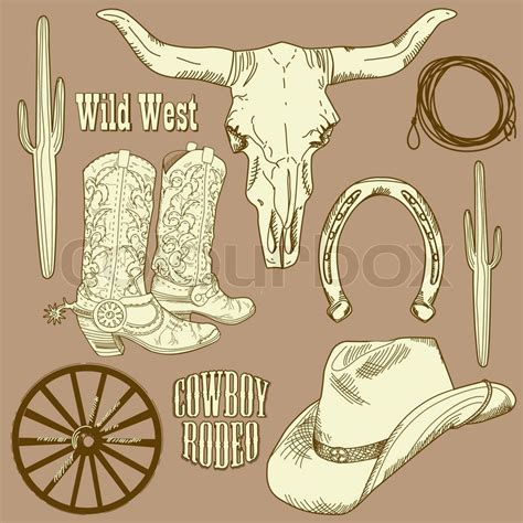 Wild West Western Set Stock Vector Colourbox