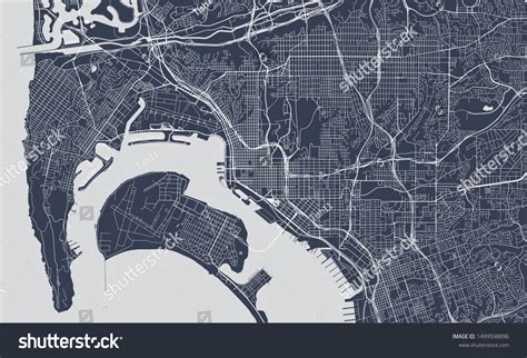 Vector Map Of The City Of San Diego California Royalty Free Stock