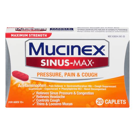 Save On Mucinex Sinus Max Pressure Pain And Cough Caplets Maximum Strength Order Online Delivery