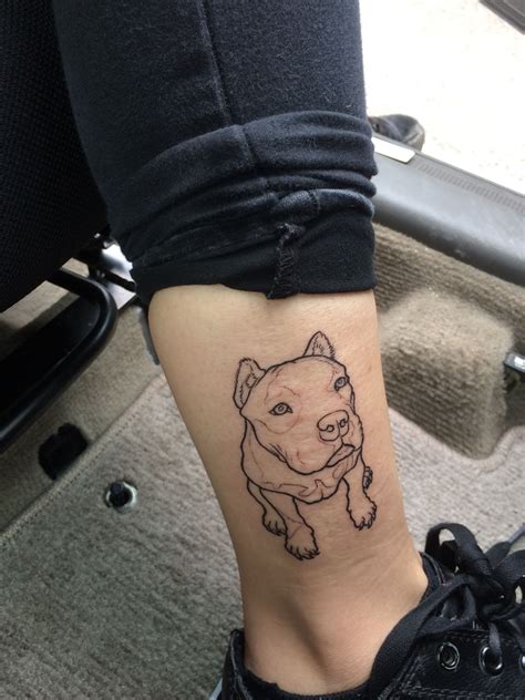 Pitbull Tattoo Outline Dog With Images Dog Tattoos Tattoos