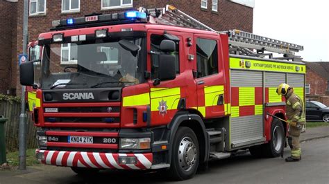 Fire Engine On Scene At A House Fire In Northamptonshire Youtube