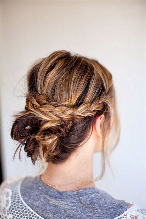 Style this hairstyle using a decorative ribbon for maximum impact. 20 Easy Updo Hairstyles for Medium Hair - Pretty Designs