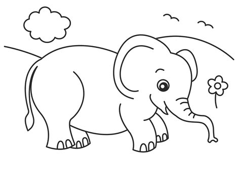 To print the coloring page: Baby elephant coloring pages to download and print for free