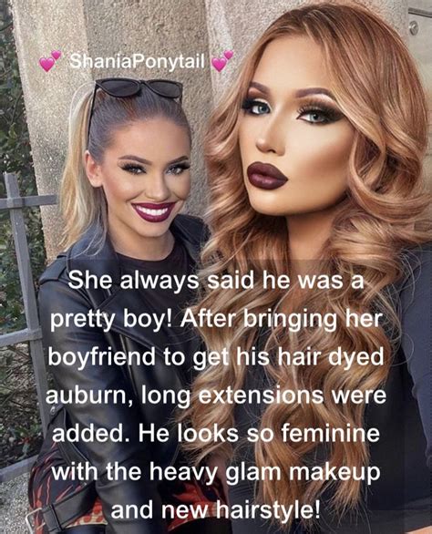 auburn hair dye sissy boi humiliation captions long extensions male to female transgender
