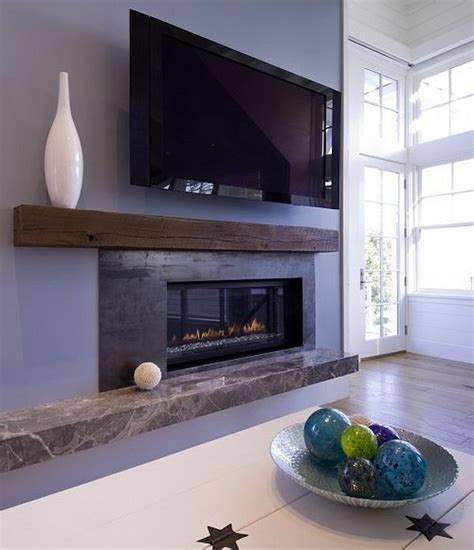 Contemporary Beach House Living Room Fireplace Mantle