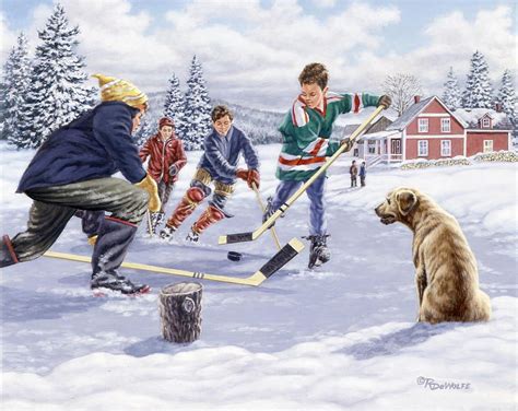This Time For Sure By Richard De Wolfe ~ Boys Playing Ice Hockey On