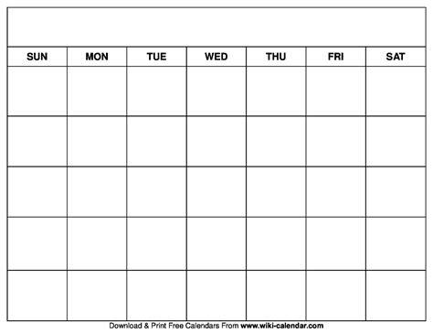 Free Printable Blank Calendar Grid
