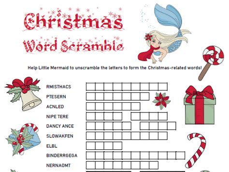 Christmas Word Scramble Puzzle Teaching Resources