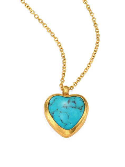 Gurhan Amulet Hue Turquoise Heart And 18 24k Yellow Gold Pendant Necklace