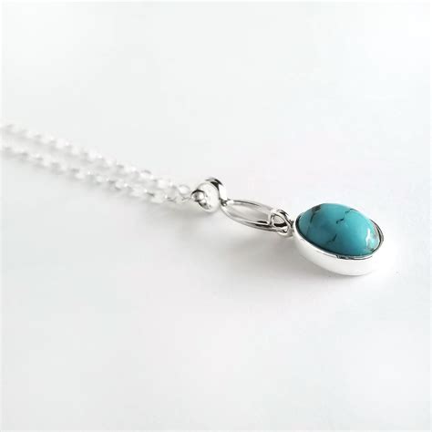 Turquoise Pendant Necklace In Sterling Silver