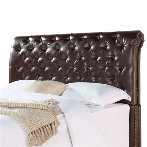 Better Homes And Gardens Rolled Tufted Headboard Brown Bonded Leather