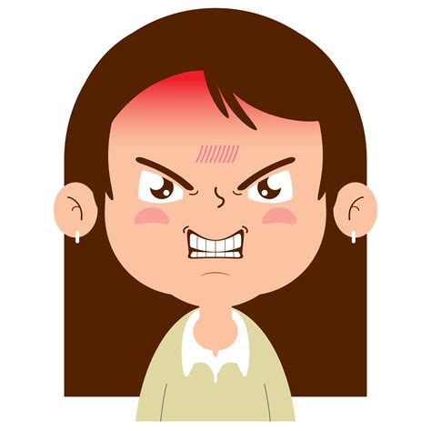 Girl Angry Face Cartoon Cute PNG
