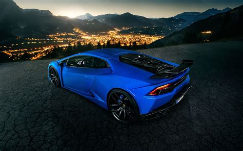 Lamborghini Huracan Blue Car Night Wallpaper Cars Wallpaper Better