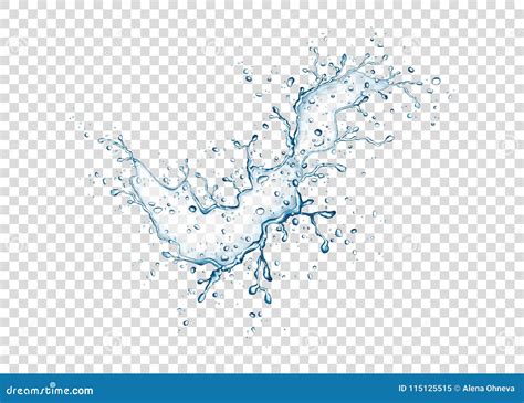 Blue Water Splash Isolated On Transparent Background Stock Vector
