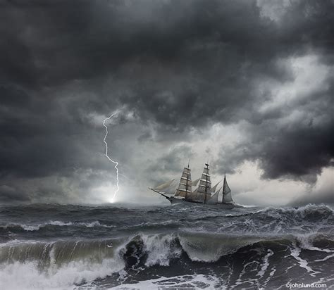 Sailing Ships In Storms At Sea