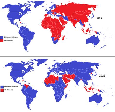 diplomatic relations of israel 1975 vs 2022 maps on the web