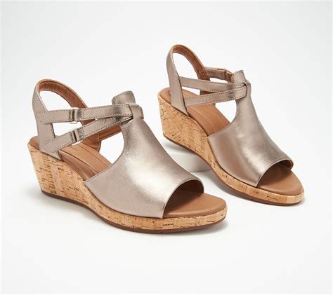 Clarks Unstructured Leather Wedge Sandals Un Plaza Way