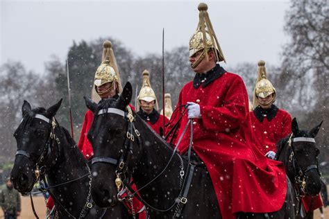 Wintry Conditions For The Life Guards On Horse Guards Parade In London