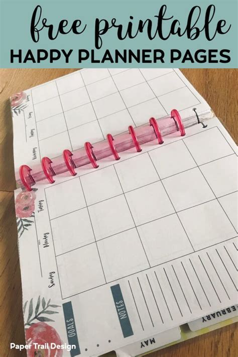 Happy Planner Free Printable Pages Floral Paper Trail Design