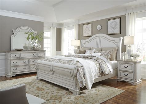Magnolia Manor Antique White Sleigh Bedroom Set From Liberty Coleman