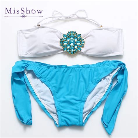Buy Misshow Swimsuits Women Sexy Bikini Sexy Rhinestone Women Swimwear 2017 New