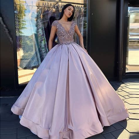Amazing Ball Gown Vestidos De Fiesta Elegant Long Prom Gowns Lilac V