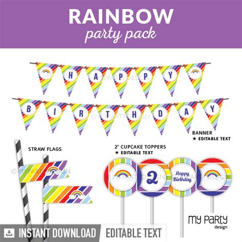 Rainbow Party Printables And Decorations My Party Design