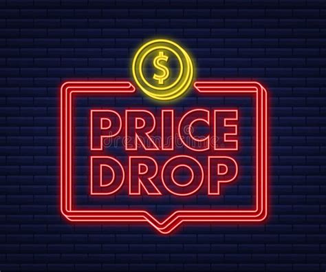 Price Drop Neon Banner Template Design Sale Special Offer Vector