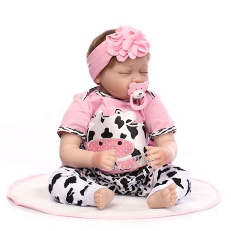 Npk Reborn Baby Dolls Silicone Soft Girl Toy 22 Inch 55cm Pink Cow Eyes