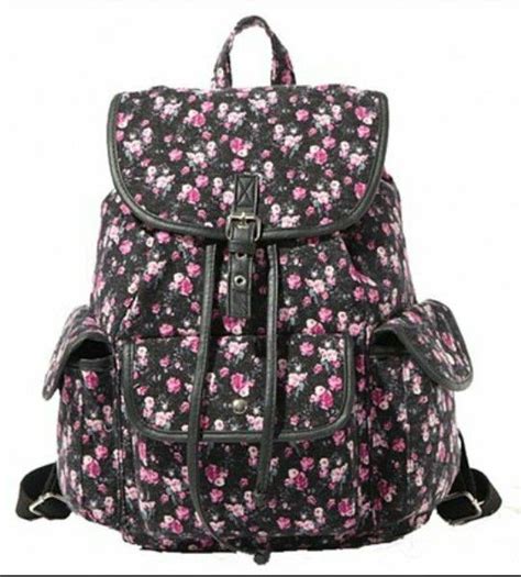 Black With Pink Flowers Bookbag Bookbags Backpacks Bags