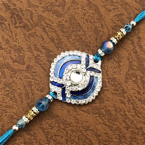 Elegant Blue Pearl Stone Rakhi For Raksha Bandhan Buy Online Fancy Rakhi