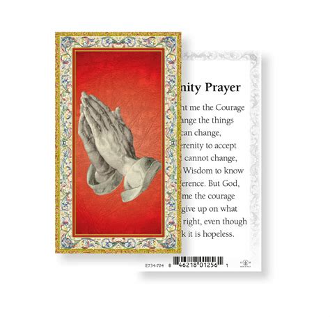 Serenity Prayer Gold Stamped Holy Card 100 Pack Buy Religious
