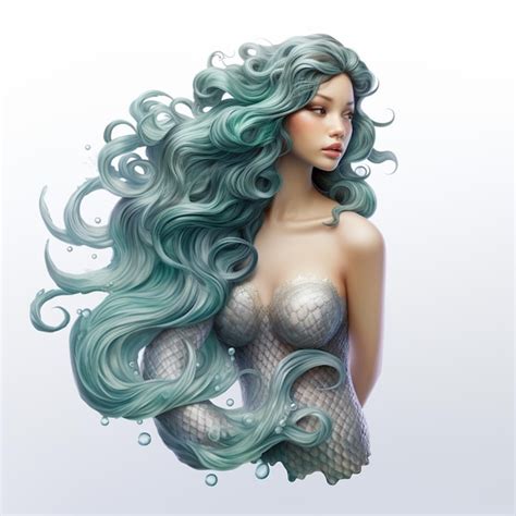 Premium Ai Image Mermaid With Long Green Hair And Fishnets In A Pose Generative Ai
