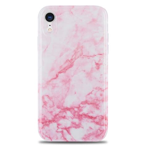 Tpu Glossy Marble Pattern Imd Protective Case For Iphone Xr Light Pink