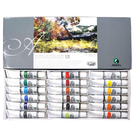 Maries Acrylic Colors Set 12ml Tubes 18 Assorted Colorsbox